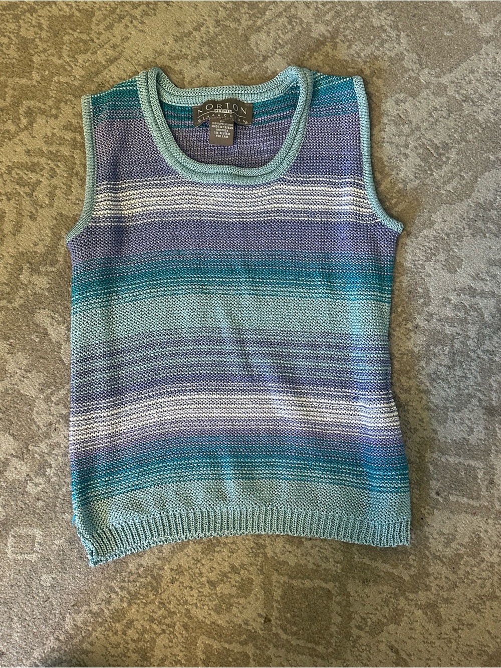 Norton Striped Knit Sleeveless Sweater - Teal & Lavender